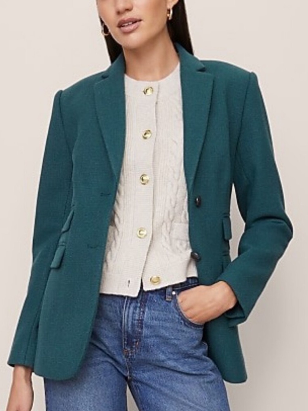 Ann Taylor The Greenwich Blazer Deep Atlantic Teal Business Suiting Size 2 Pet